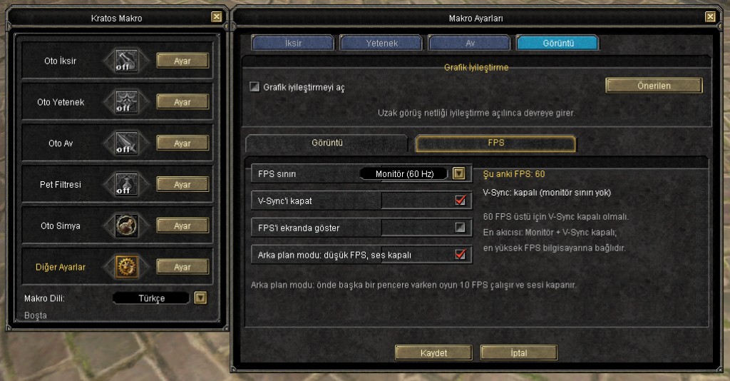 FPS ayarlari
